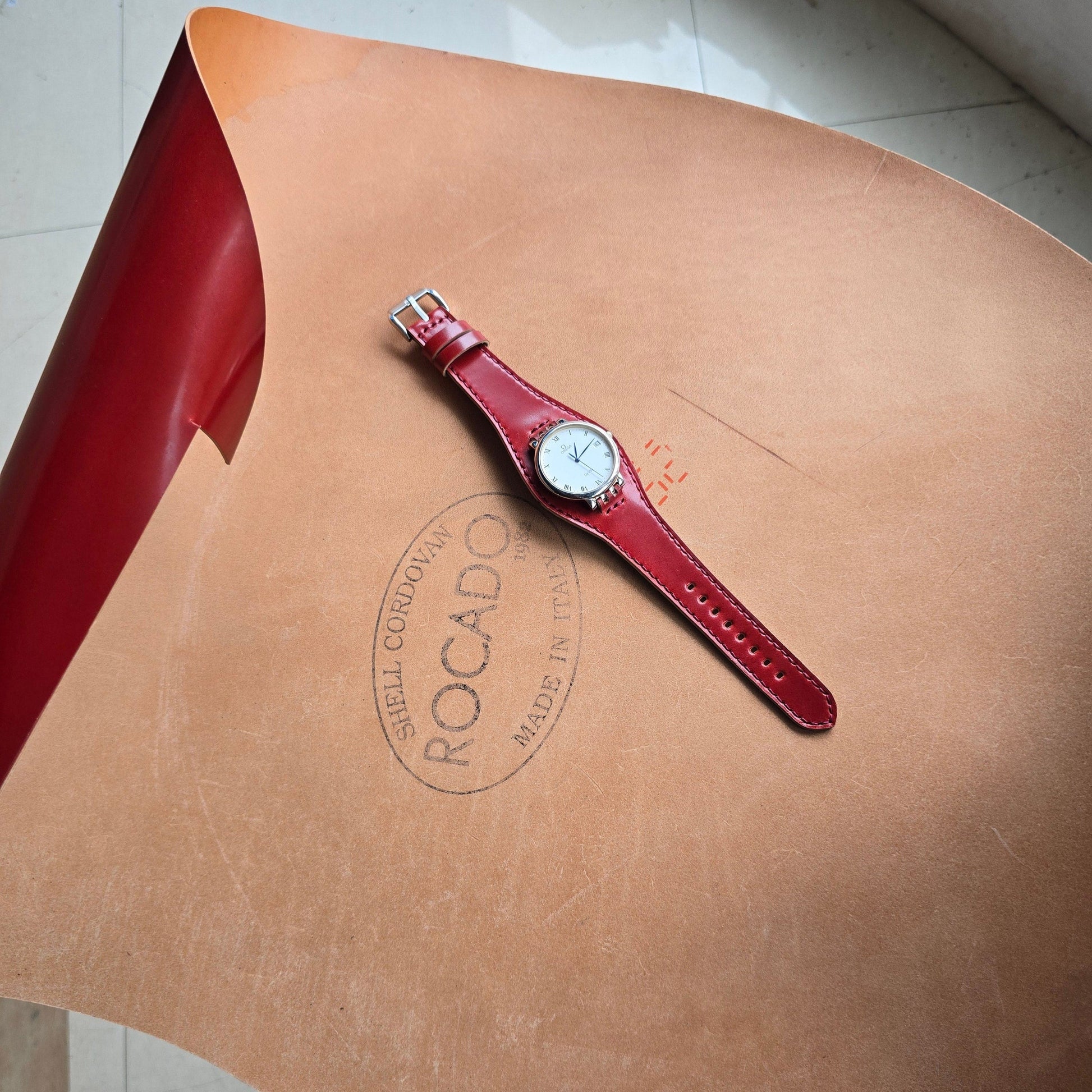 Indianleathercraft watch strap shell cordovan bund strap