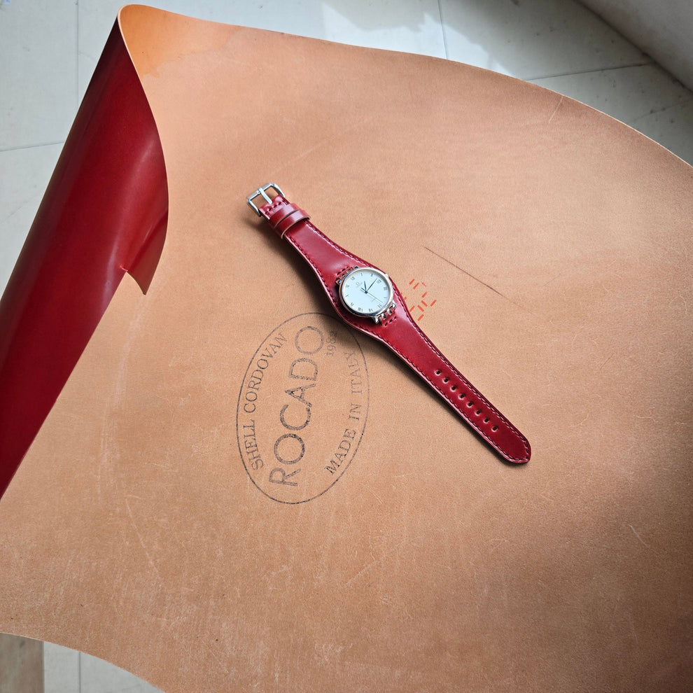 Handmade shell cordovan leather bund strap - Indianleathercraft