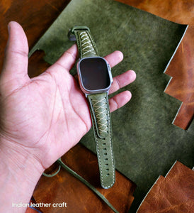 Indianleathercraft watch strap Ultra 1 / Green Apple watch ultra2 leather bands
