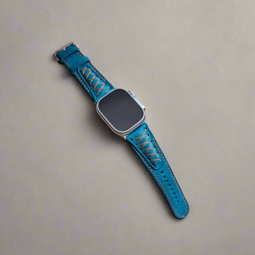 Indianleathercraft watch strap Ultra 1 / Sky blue Apple watch ultra2 leather bands