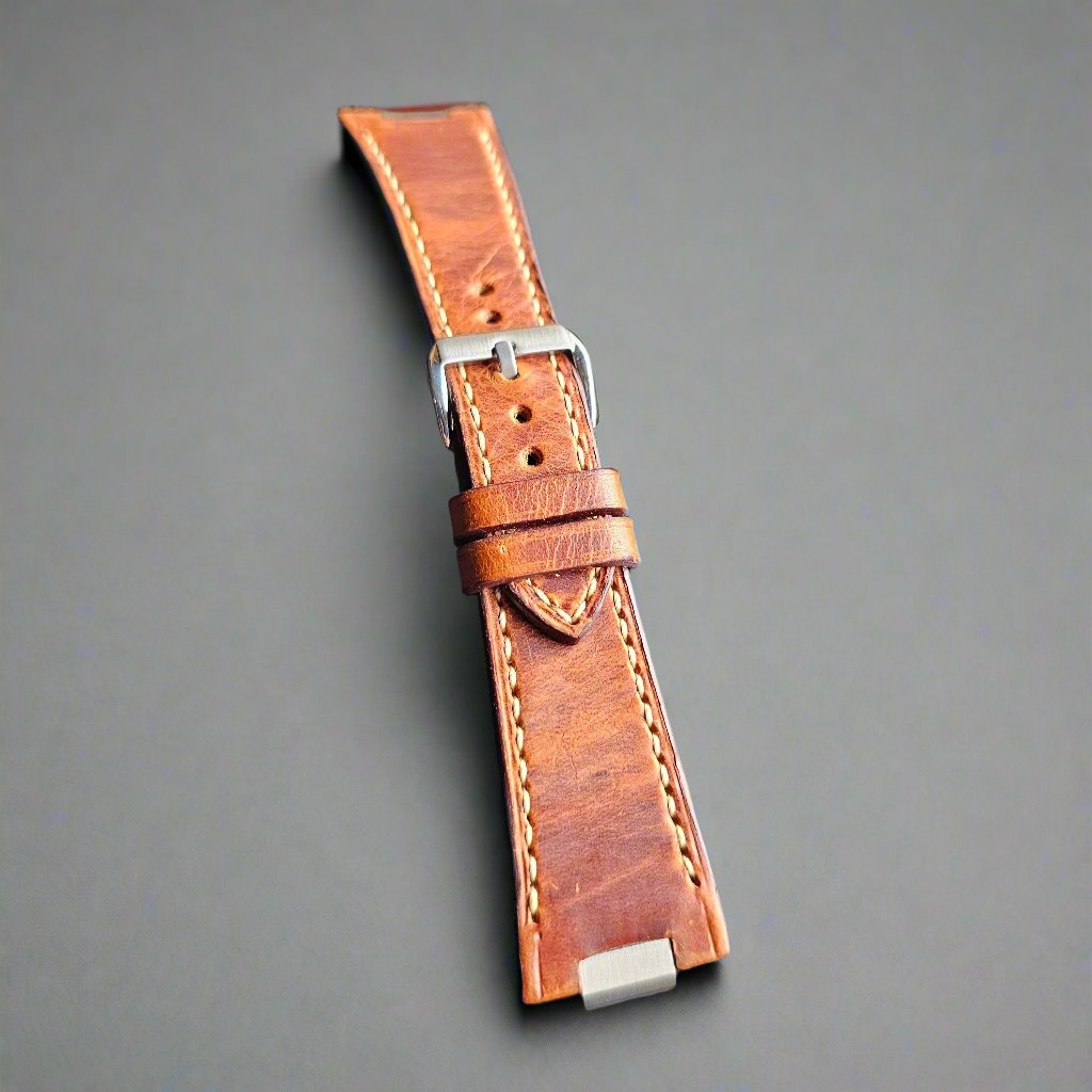 Indianleathercraft watch strap Vintage brown Handmade Tissot PRX leather watch strap
