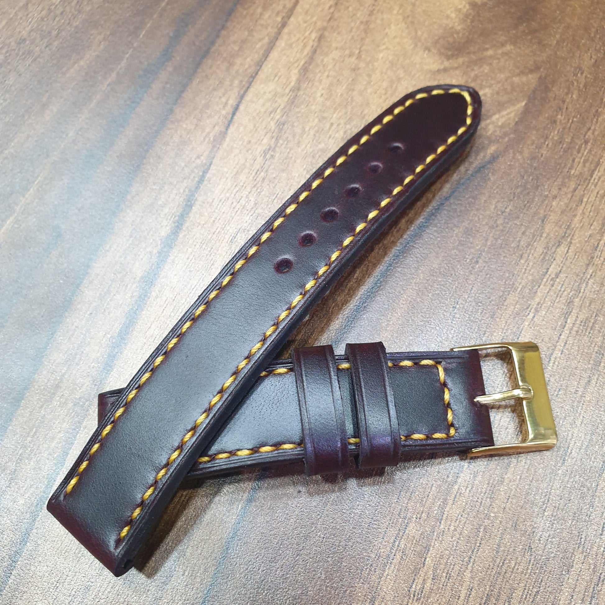 Indianleathercraft 18mm Handmade burgundy leather strap