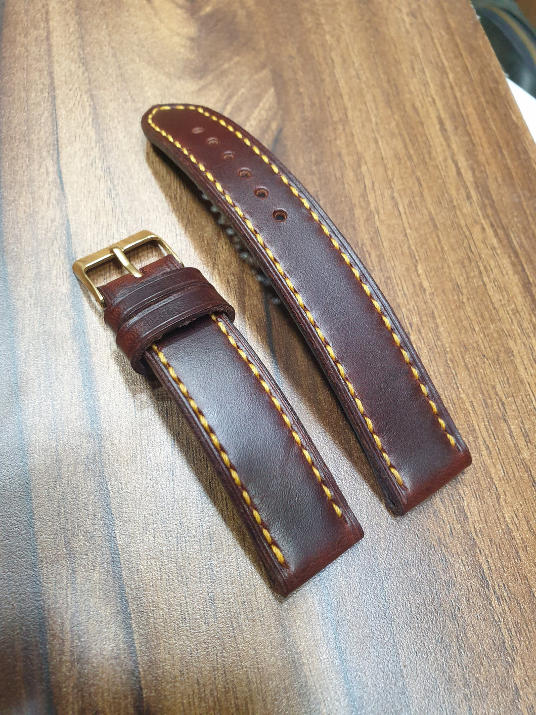 Indianleathercraft 18mm Handmade cherry red leather strap
