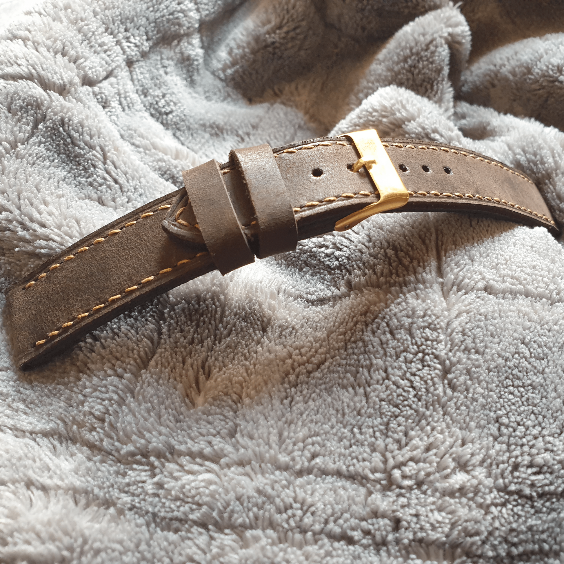 Indianleathercraft 18mm handmade coffee brown leather strap