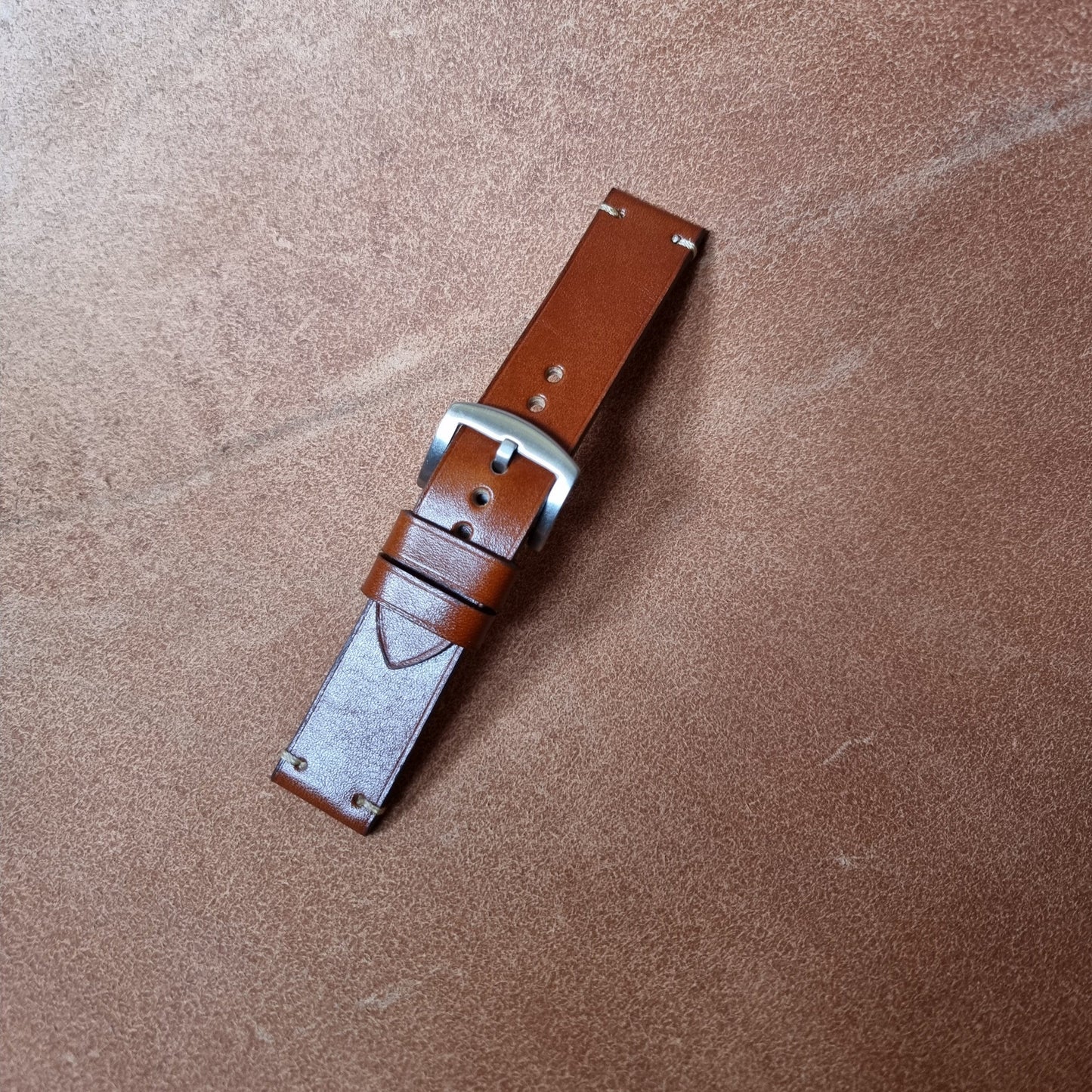 Indianleathercraft 18mm Handmade english tan leather strap