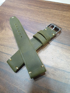 Indianleathercraft 18mm Handmade olive green leather strap