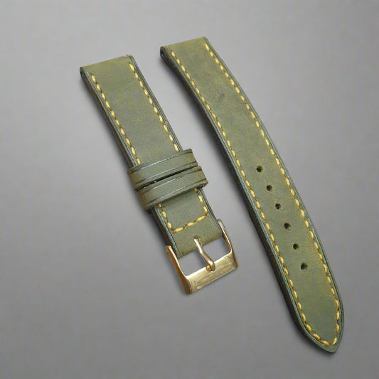 Indianleathercraft 18mm Handmade olive green leather strap