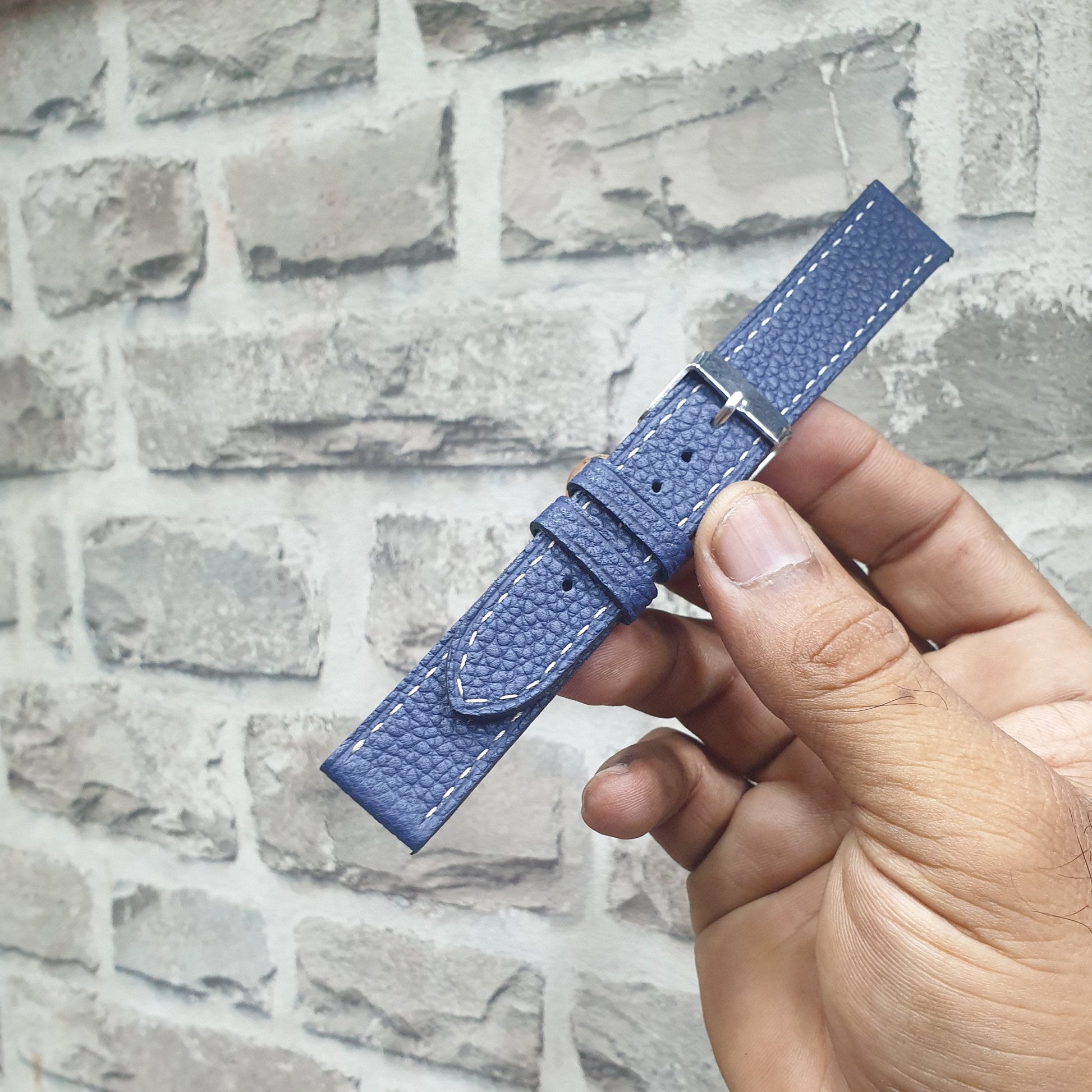 Indianleathercraft 19mm Handmade blue leather strap