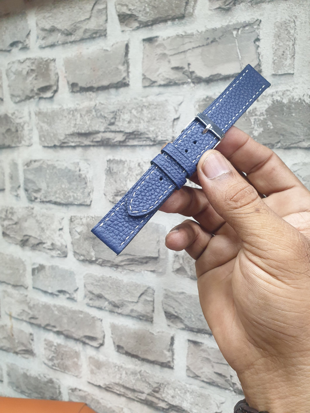 Indianleathercraft 19mm Handmade blue leather strap