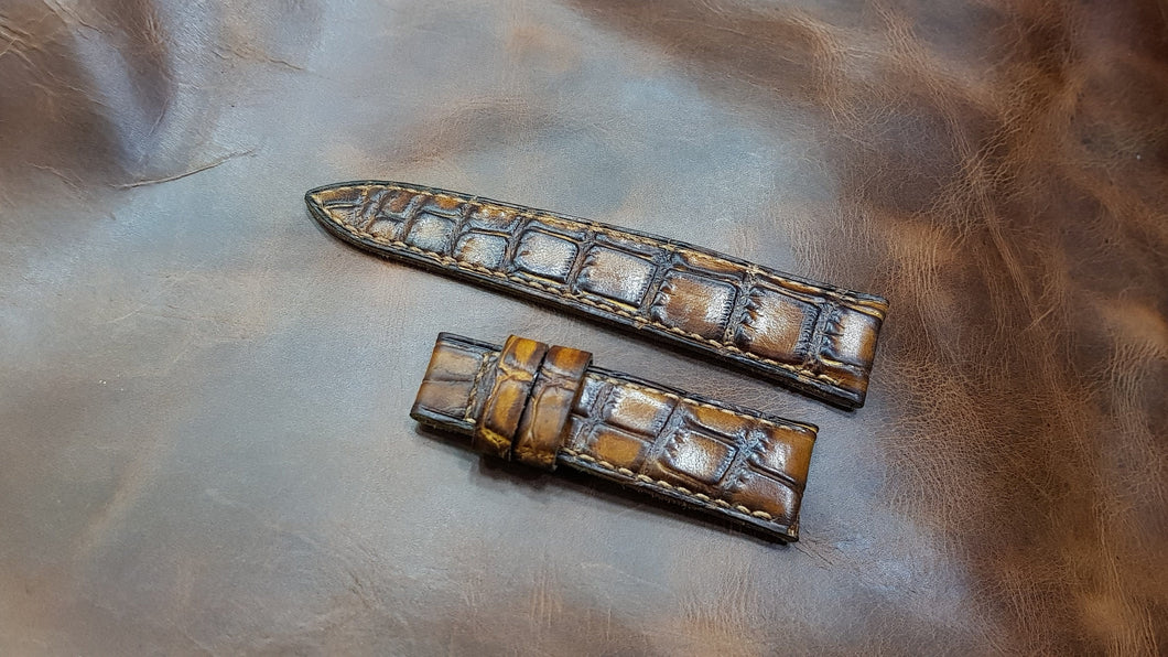 Indianleathercraft 20mm Handmade antique brown leather strap