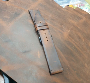 Indianleathercraft 20mm Vintage brown leather strap for fossil