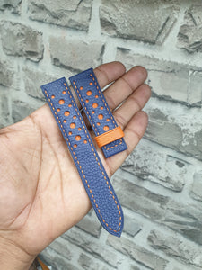 Indianleathercraft 21mm Handmade perforated rally leather strap