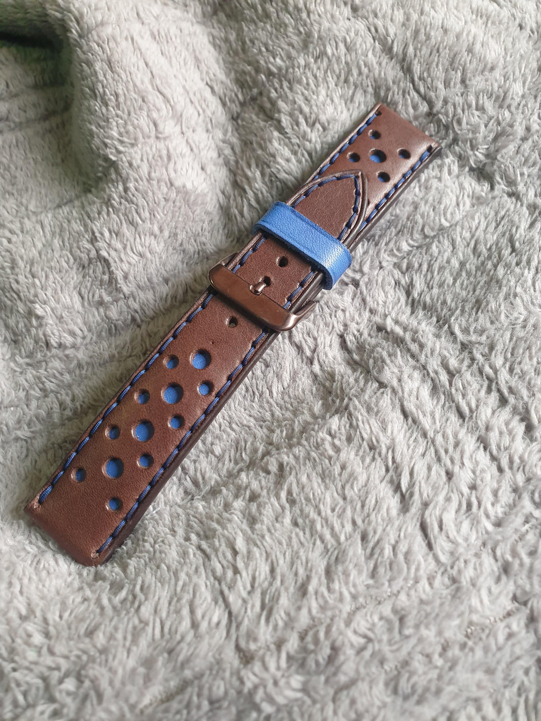 Indianleathercraft 22mm Handmade brown leather rally watch strap