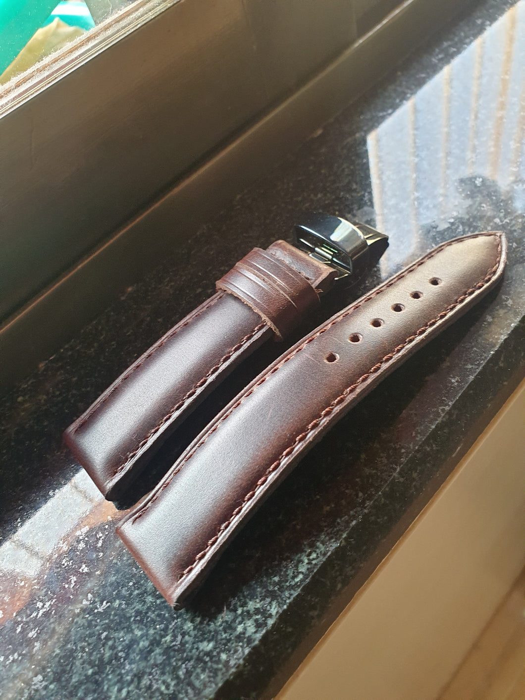 Indianleathercraft 22mm Handmade coffee brown leather strap