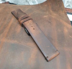 Indianleathercraft 22mm Vintage brown leather strap for fossil
