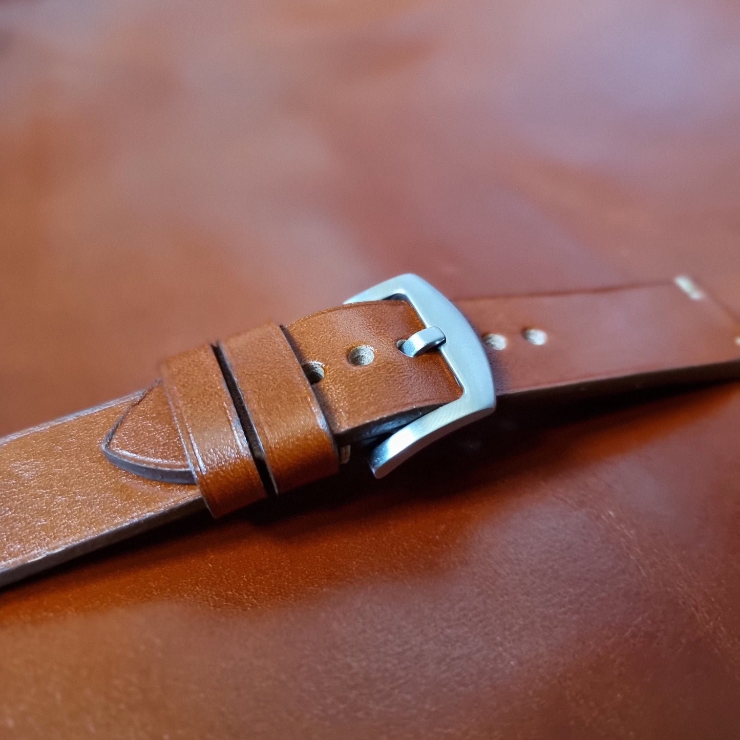 Indianleathercraft 24mm Handmade english tan leather strap