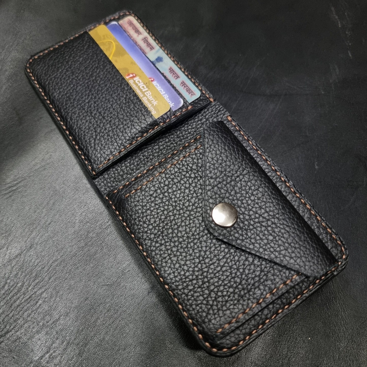Indianleathercraft Black Handmade green leather wallet