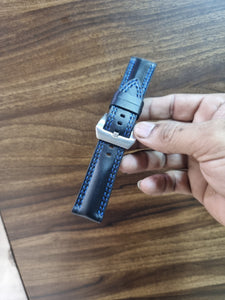 Indianleathercraft Black leather strap muscular padded