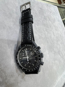Indianleathercraft Black perforated Omega moonswatch leather strap