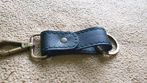 Indianleathercraft Black with green stitches Leather keychain