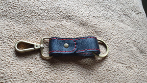 Indianleathercraft Black with red stitches Leather keychain