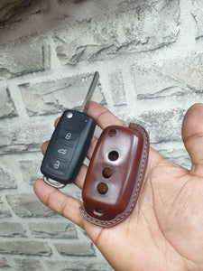 Indianleathercraft Brown Handmade volkswagen key remote case