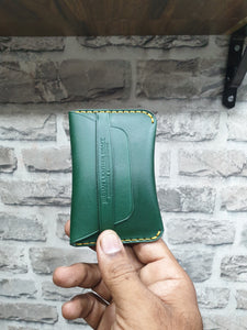 Indianleathercraft green Handmade minimalist fullgrain leather wallet