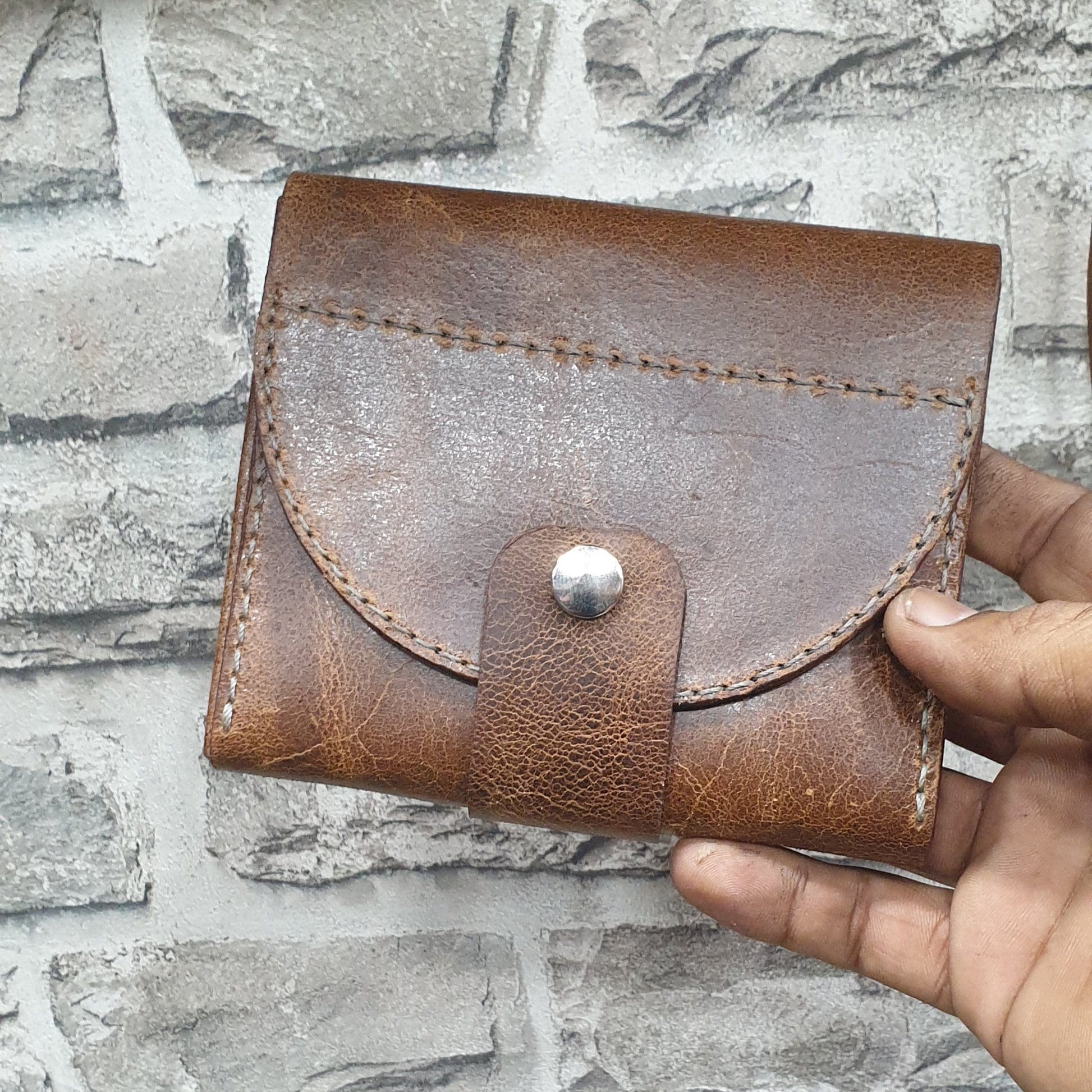 Indianleathercraft Handmade accordion pattern leather wallet