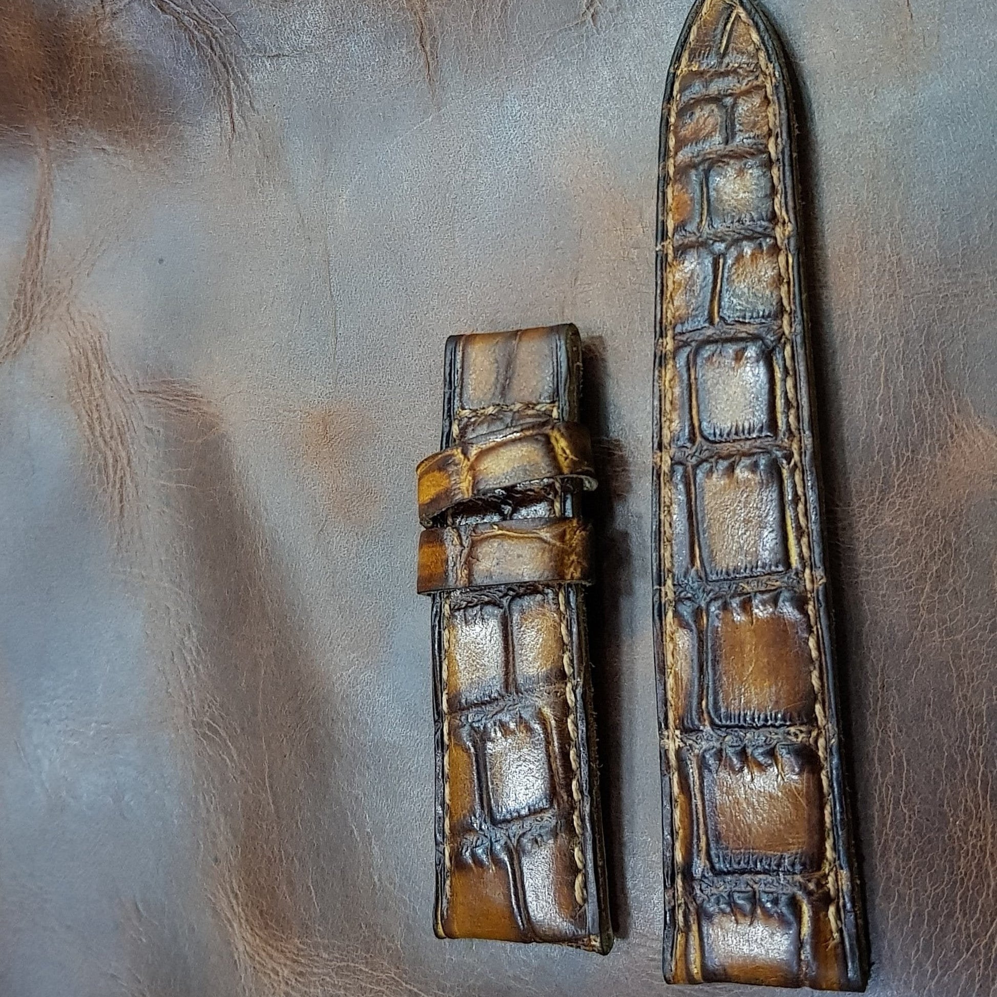 Indianleathercraft Handmade antique brown leather strap