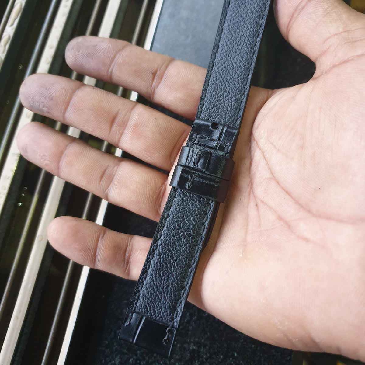 18mm black leather watch strap - Indianleathercraft