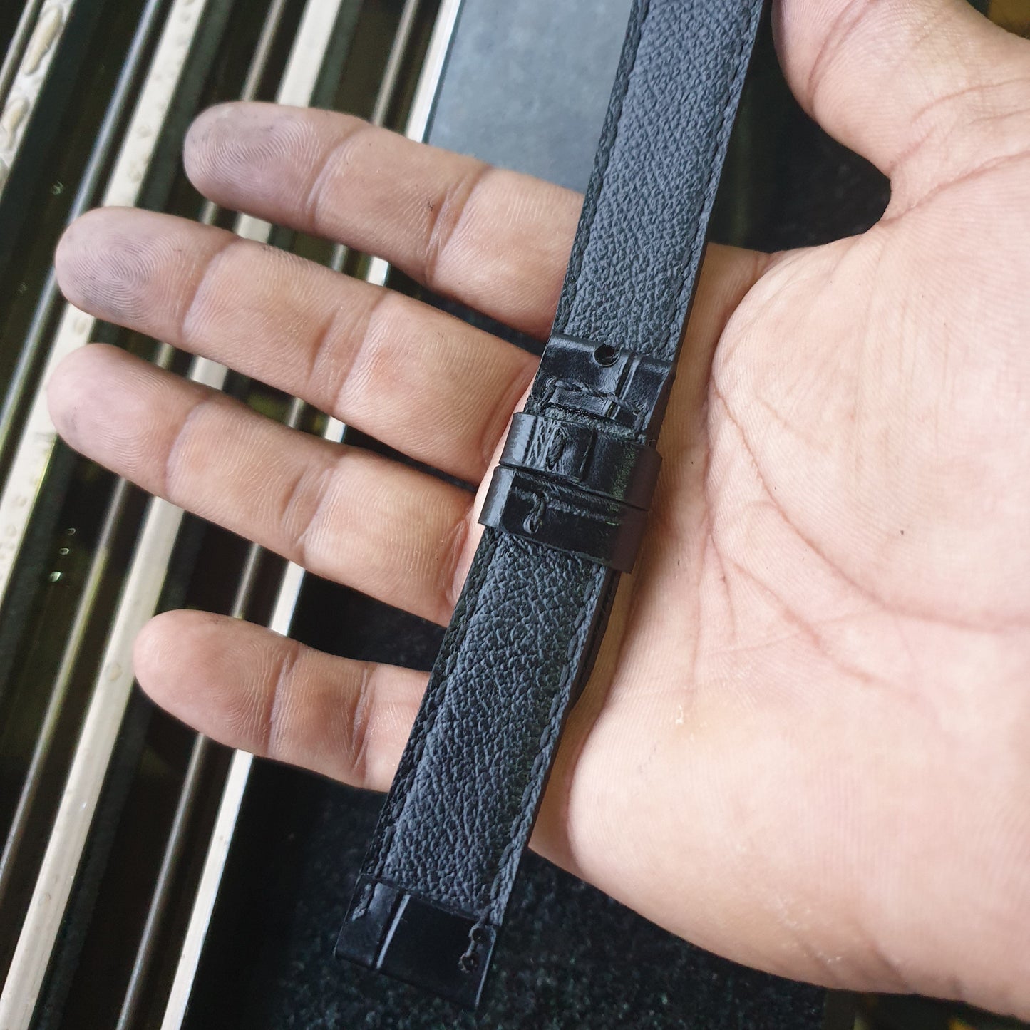 Indianleathercraft Handmade black leather strap