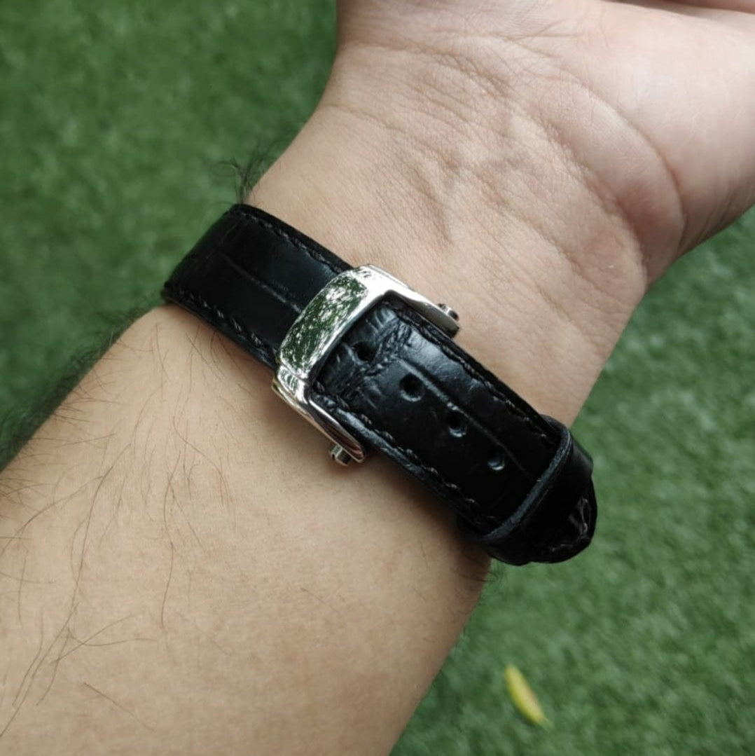 Indianleathercraft Handmade black leather strap