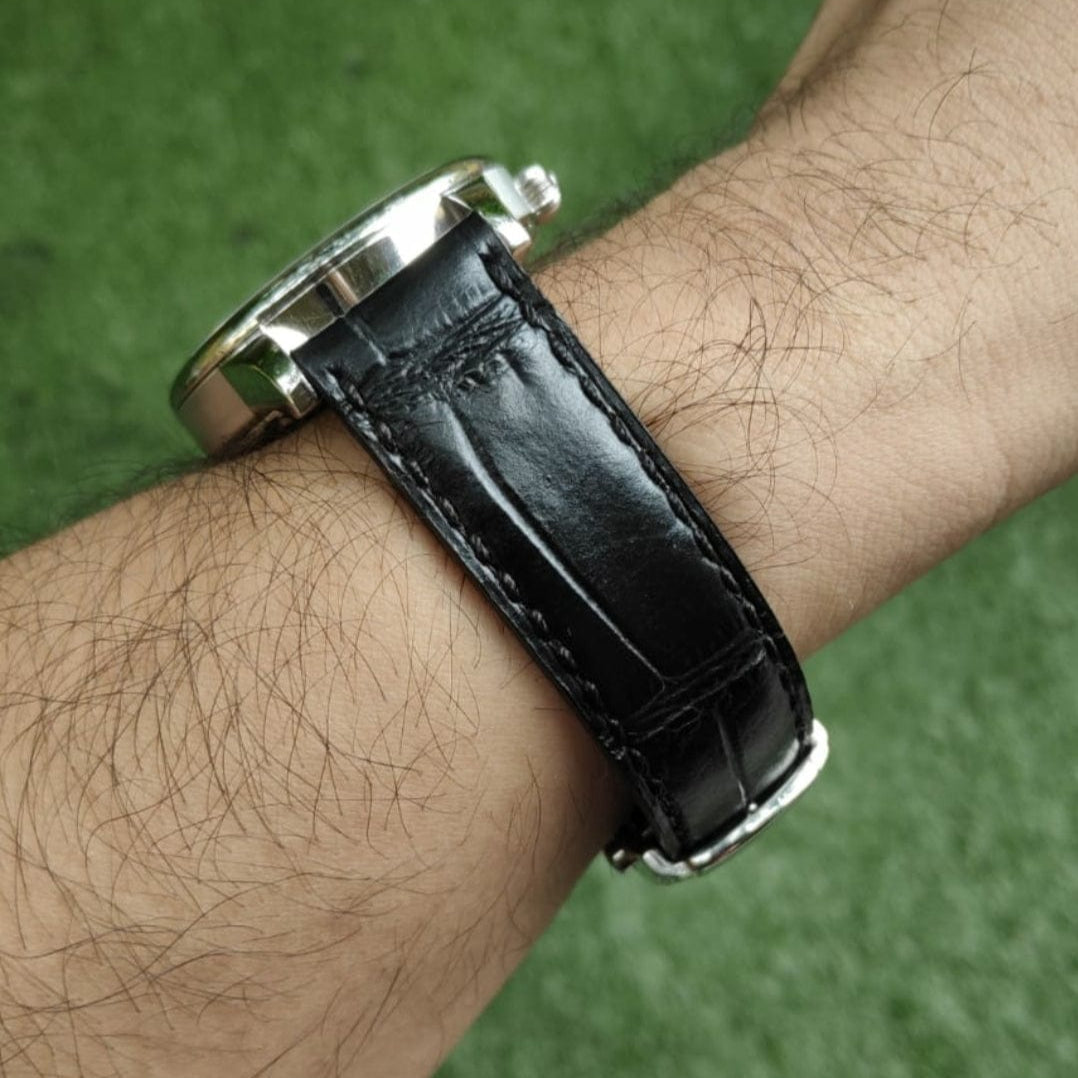Indianleathercraft Handmade black leather strap