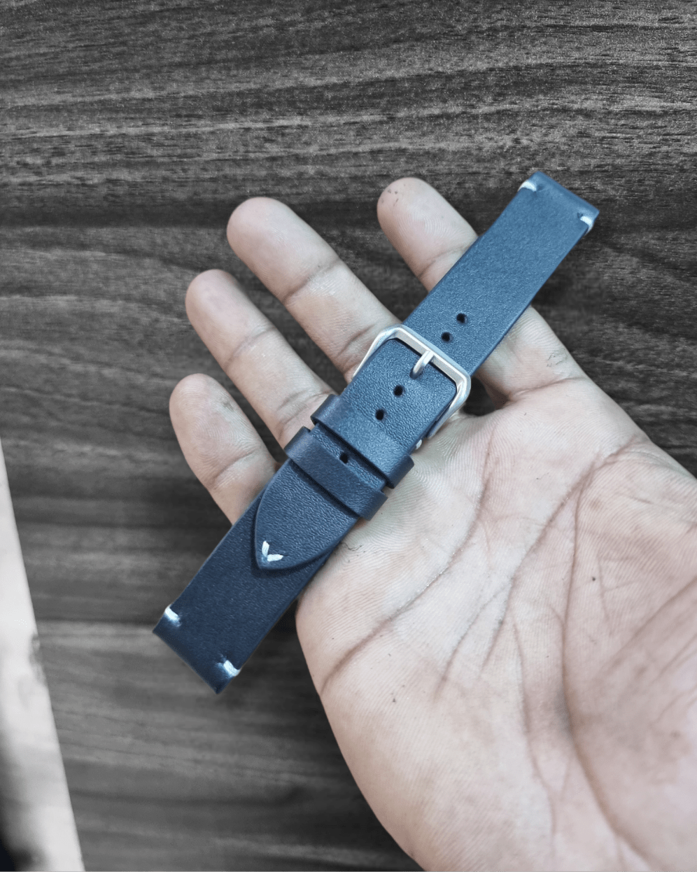 Indianleathercraft Handmade black leather strap