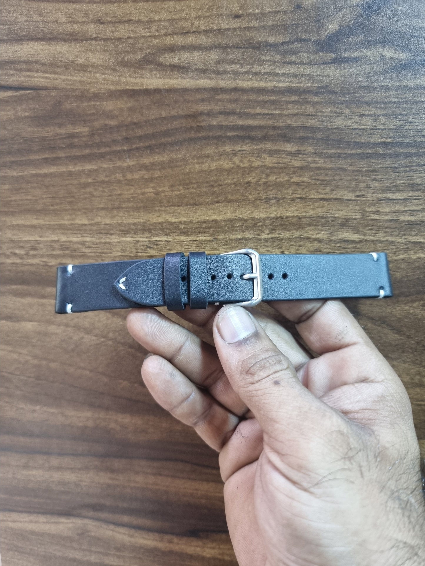 Indianleathercraft Handmade black leather strap