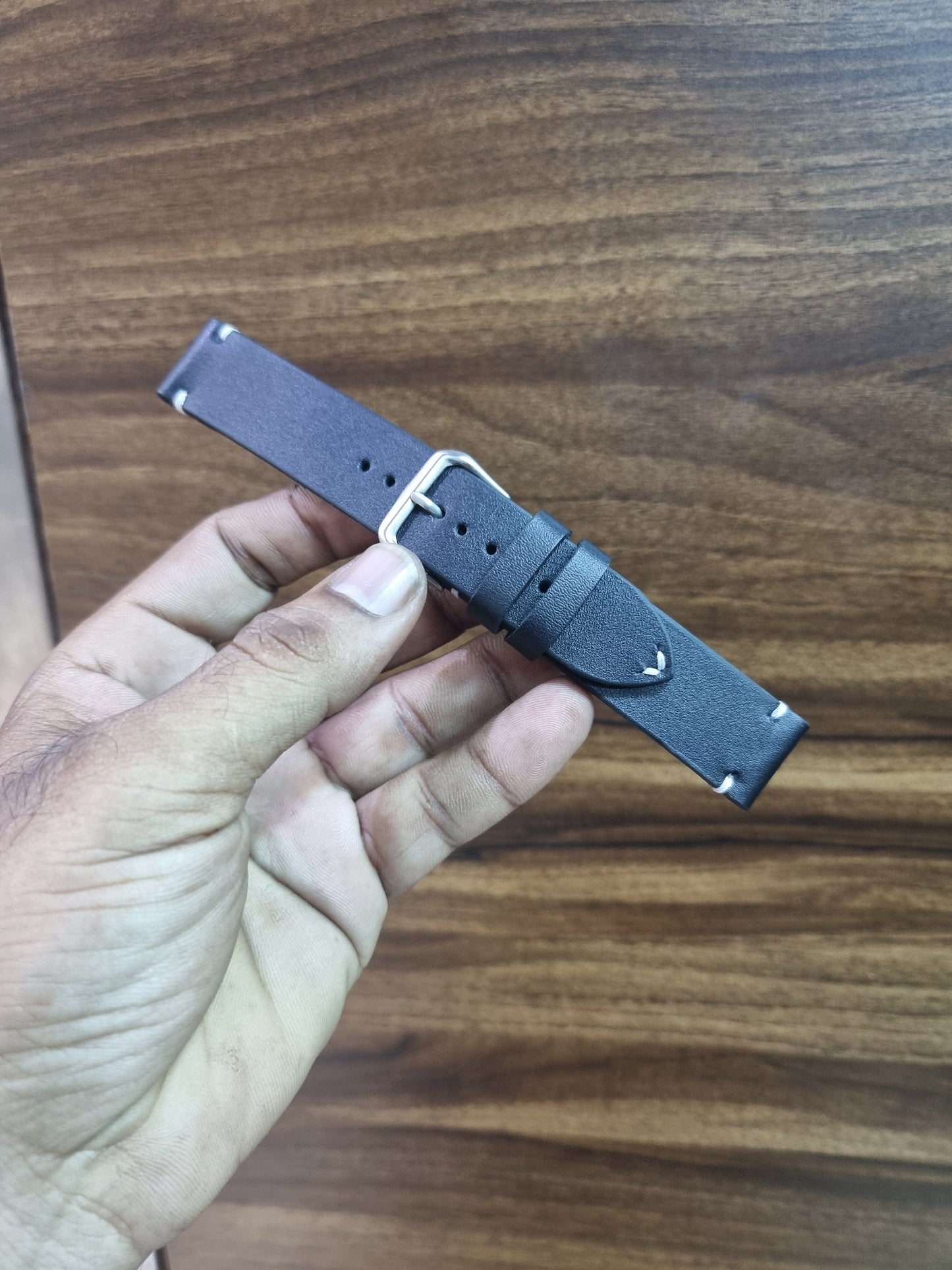 Indianleathercraft Handmade black leather strap