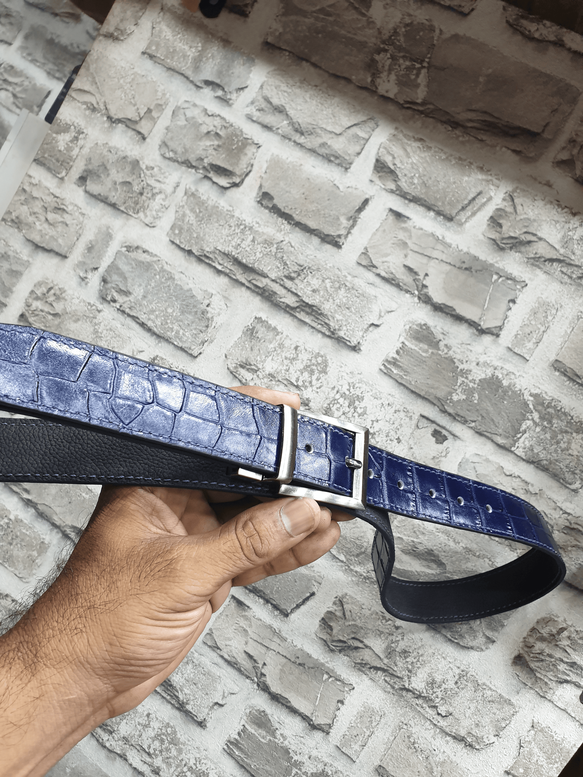 Indianleathercraft Handmade Blue leather belt