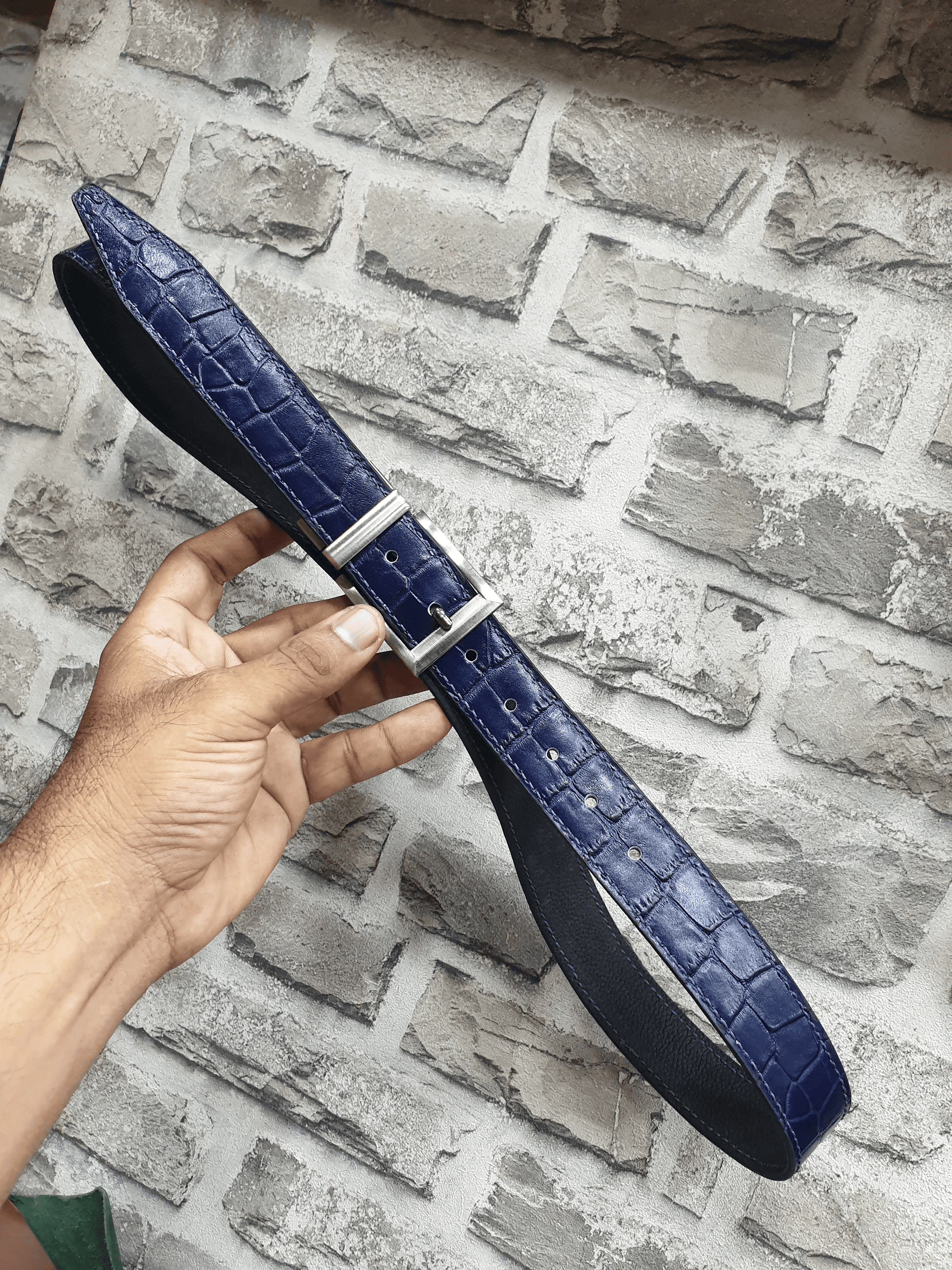 Indianleathercraft Handmade Blue leather belt