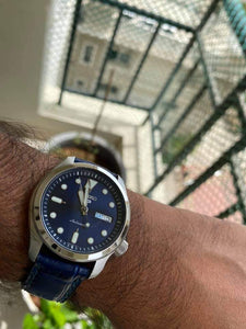 Indianleathercraft Handmade blue leather watch strap