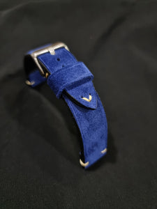 Indianleathercraft Handmade blue suede leather strap