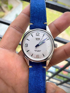 Indianleathercraft Handmade blue suede leather strap