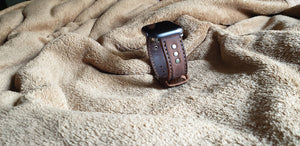 Oiltanned brown Apple watch strap - Indianleathercraft