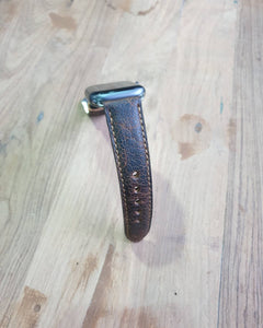 Indianleathercraft Handmade brown leather apple watch strap