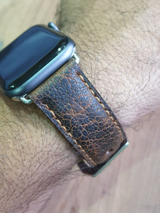 Indianleathercraft Handmade brown leather apple watch strap