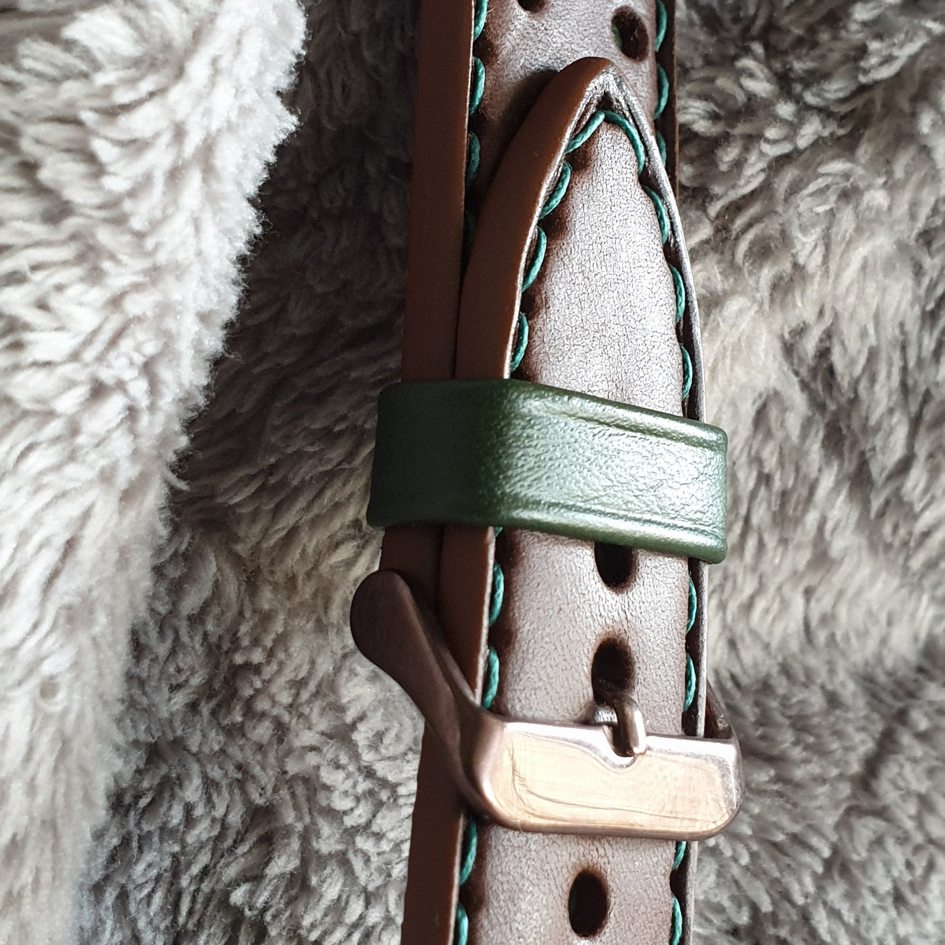 Indianleathercraft Handmade brown leather rally watch strap