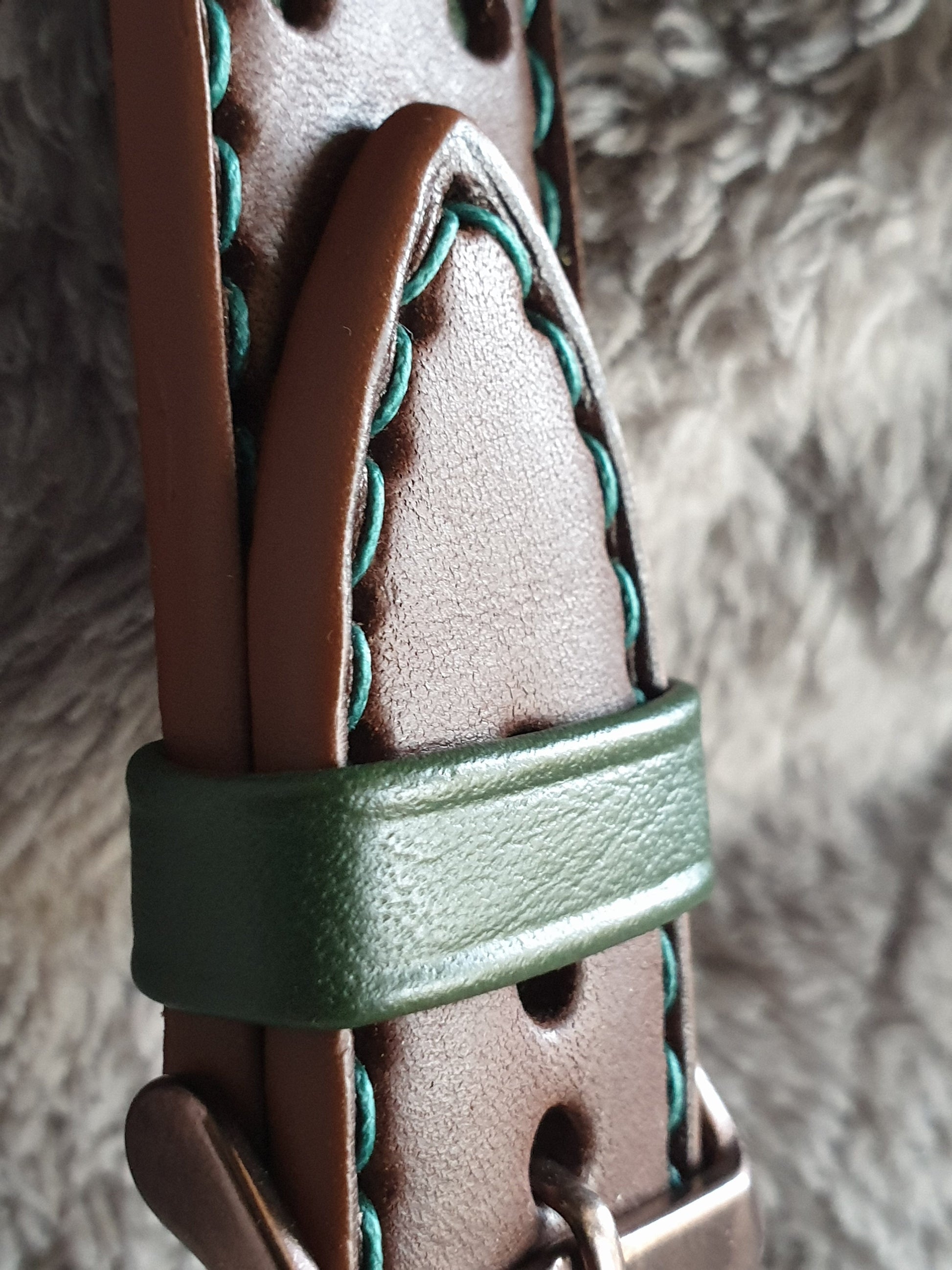 Indianleathercraft Handmade brown leather rally watch strap