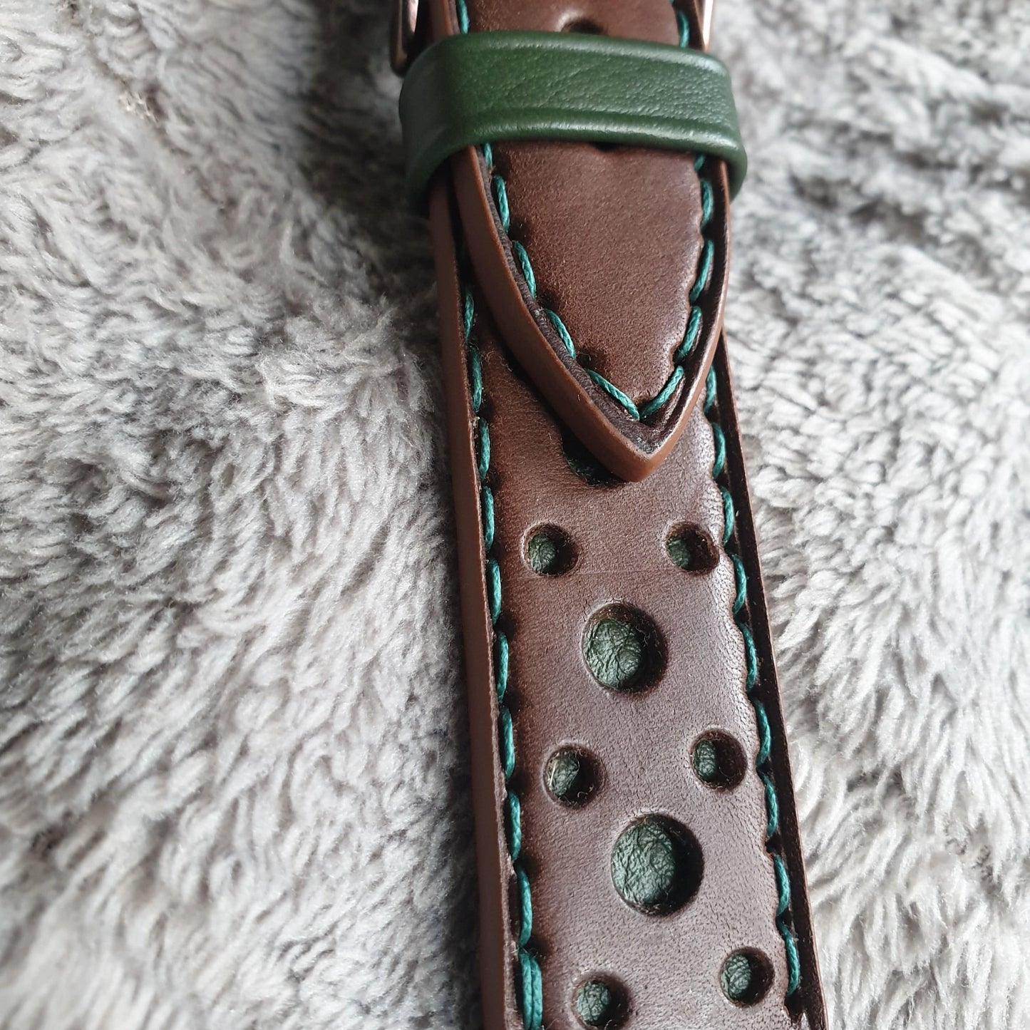 Indianleathercraft Handmade brown leather rally watch strap