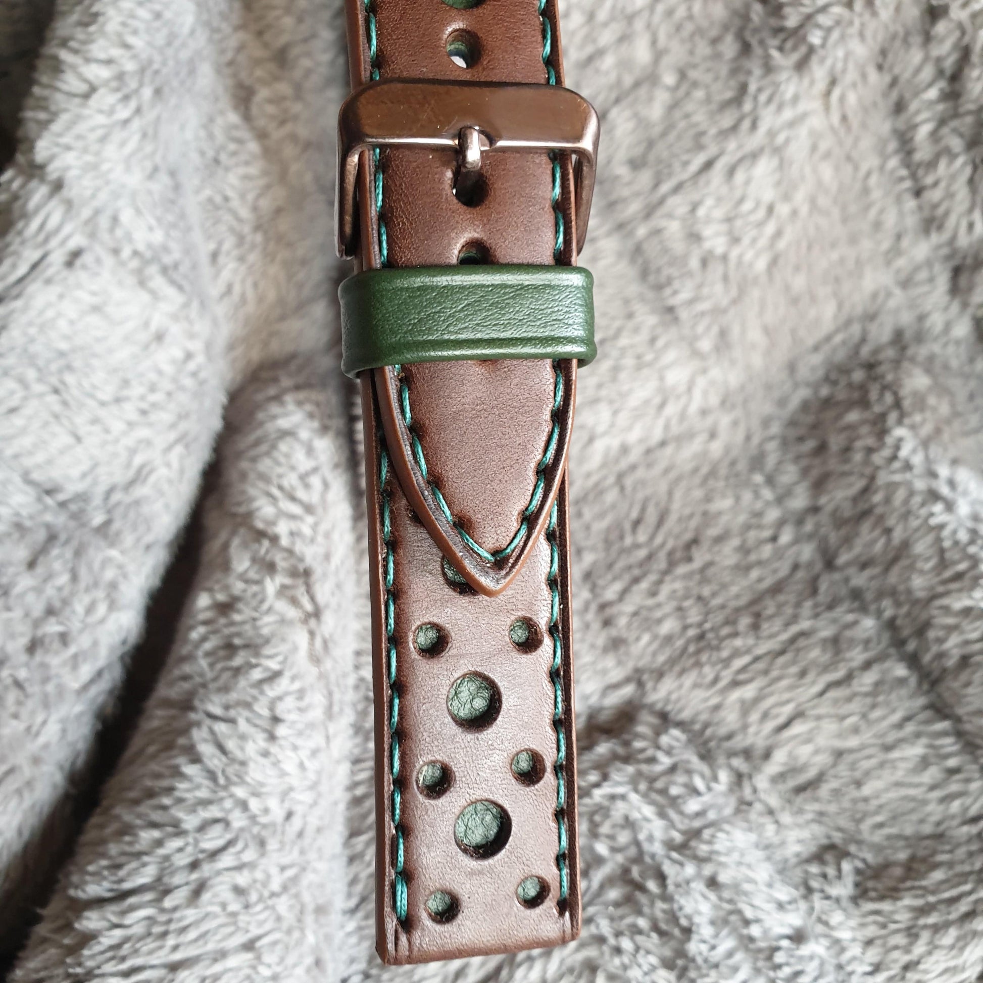 Indianleathercraft Handmade brown leather rally watch strap