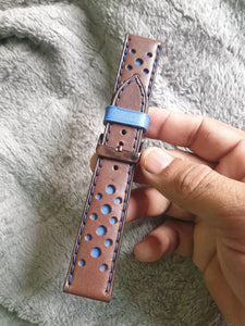 Indianleathercraft Handmade brown leather rally watch strap