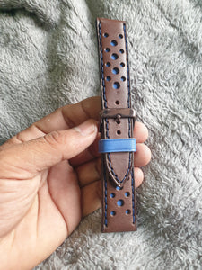 Indianleathercraft Handmade brown leather rally watch strap
